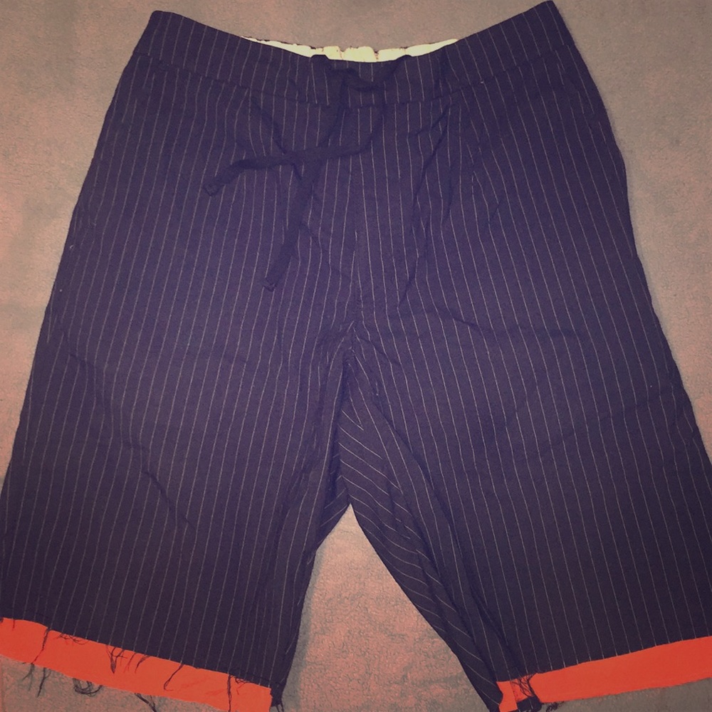 Relaxed fit pinstriped shorts